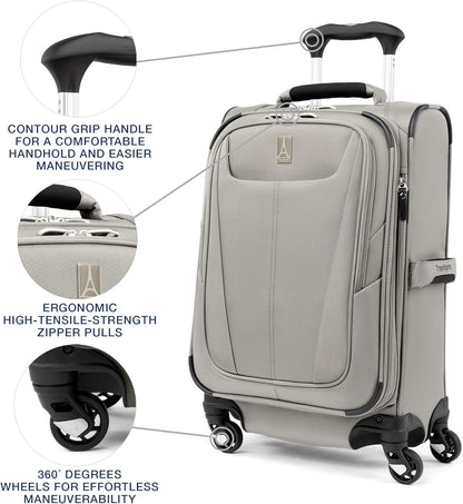 Maxlite 5 Softside Expandable Luggage with 4 Spinner Wheels, Lightweight Suitcase, Men and Women, Slate Green, Carry-on 21-Inch