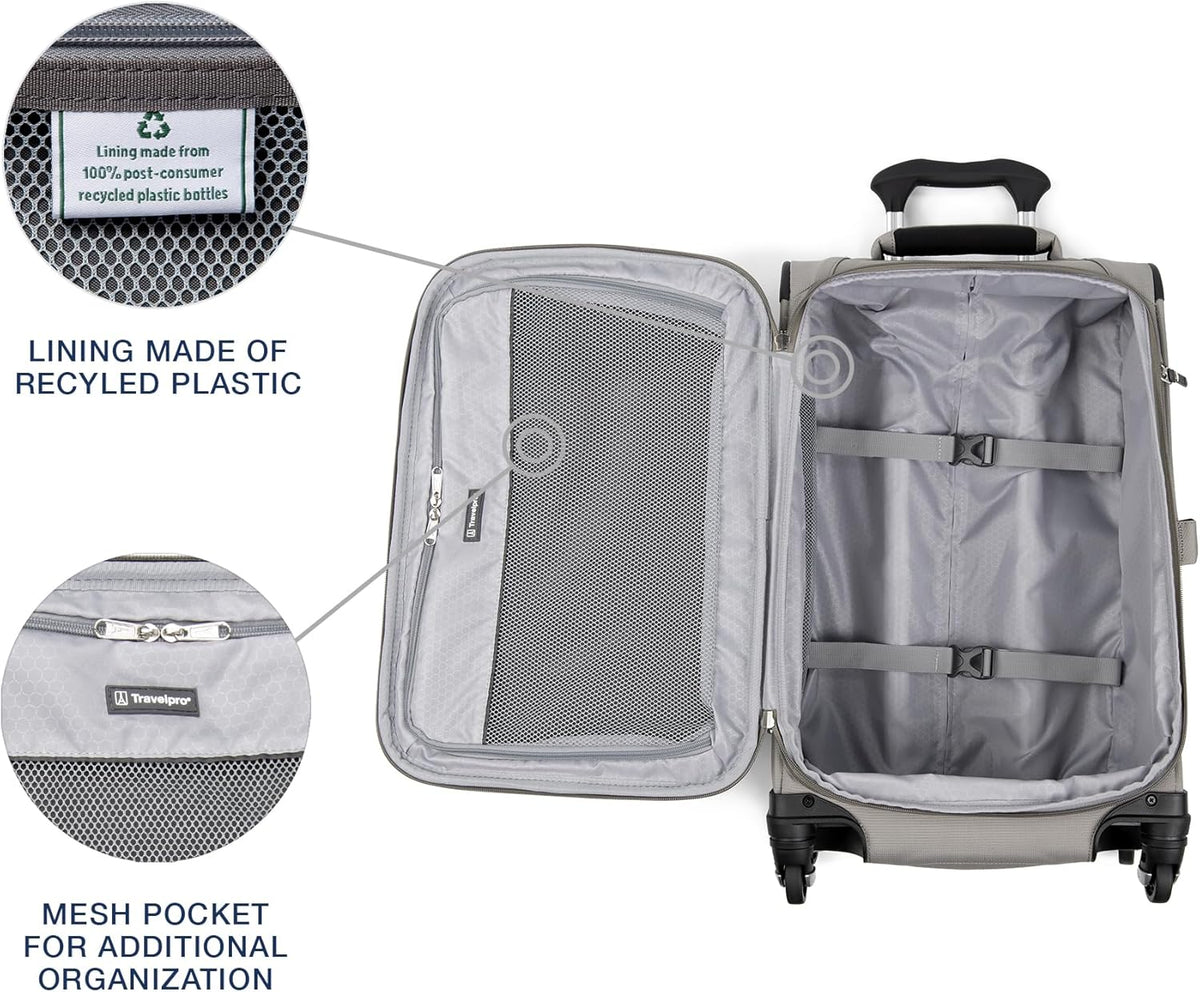 Maxlite 5 Softside Expandable Luggage with 4 Spinner Wheels, Lightweight Suitcase, Men and Women, Slate Green, Carry-on 21-Inch