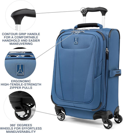 Maxlite 5 Softside Expandable Luggage with 4 Spinner Wheels, Lightweight Suitcase, Men and Women, Slate Green, Carry-on 21-Inch