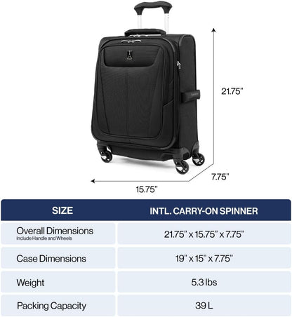 Maxlite 5 Softside Expandable Luggage with 4 Spinner Wheels, Lightweight Suitcase, Men and Women, Slate Green, Carry-on 21-Inch