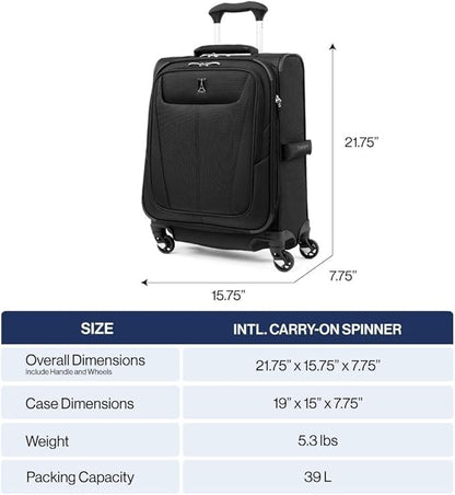 Maxlite 5 Softside Expandable Luggage with 4 Spinner Wheels, Lightweight Suitcase, Men and Women, Slate Green, Carry-on 21-Inch