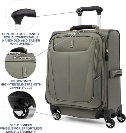 Maxlite 5 Softside Expandable Luggage with 4 Spinner Wheels, Lightweight Suitcase, Men and Women, Slate Green, Carry-on 21-Inch