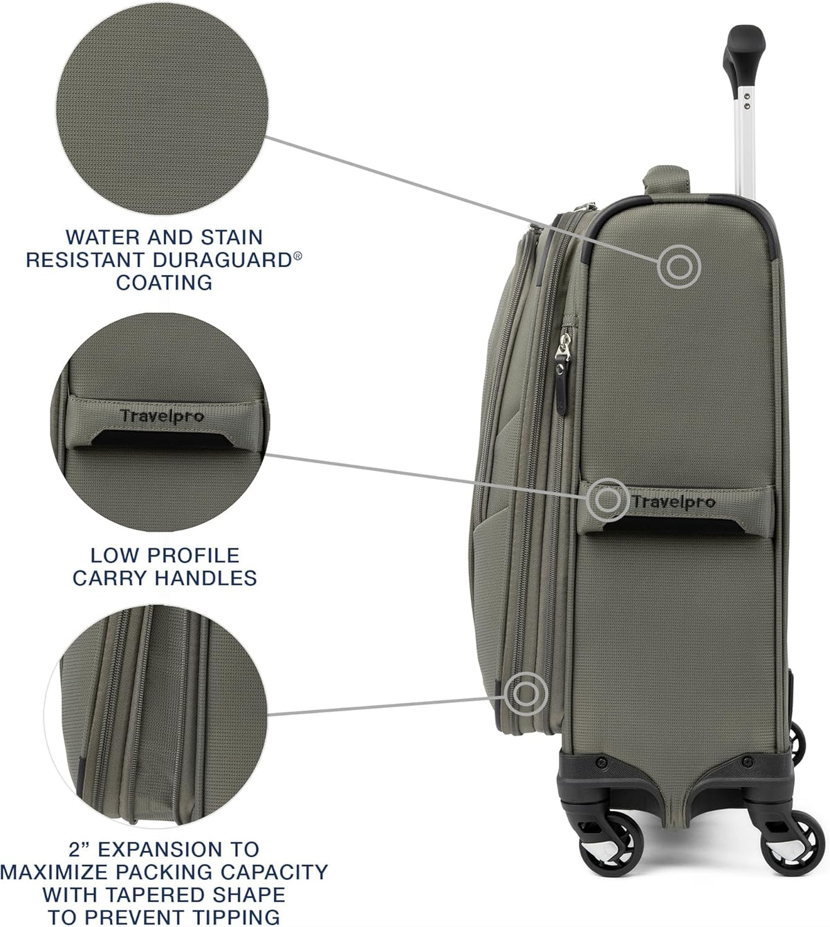 Maxlite 5 Softside Expandable Luggage with 4 Spinner Wheels, Lightweight Suitcase, Men and Women, Slate Green, Carry-on 21-Inch
