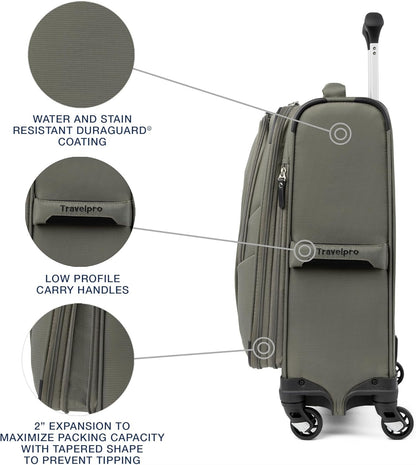Maxlite 5 Softside Expandable Luggage with 4 Spinner Wheels, Lightweight Suitcase, Men and Women, Slate Green, Carry-on 21-Inch