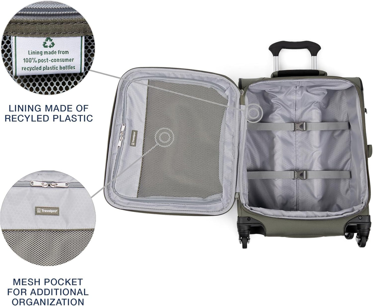 Maxlite 5 Softside Expandable Luggage with 4 Spinner Wheels, Lightweight Suitcase, Men and Women, Slate Green, Carry-on 21-Inch