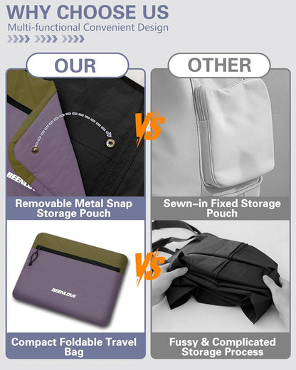 Foldable Travel Bag 46L, Expandable Weekender Duffle Bag with Shoe Compartment, Waterproof Nylon Carry On Bag, Lightweight Personal Item Bag for Women & Men, Folds into a Small Pouch