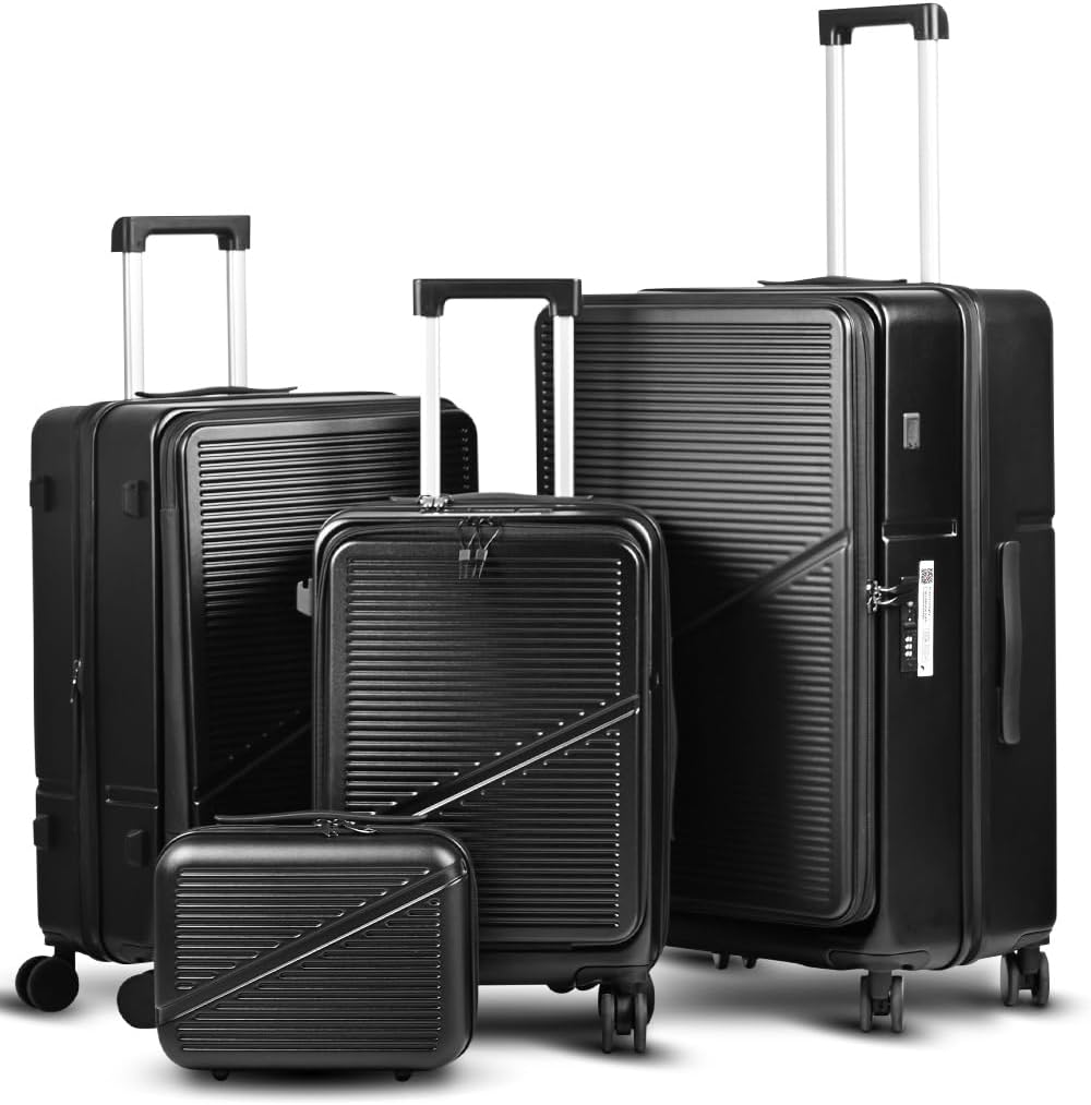 Carry On Luggage 22x14x9 Airline Approved, Hard Shell Spinner Suitcase with Front Laptop Pocket, USB Charging Port & TSA Lock, 20 Inch Rolling Luggage with Cosmetic Case