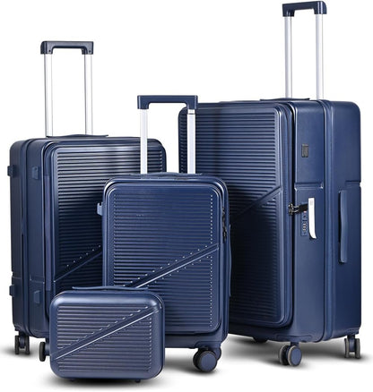 Carry On Luggage 22x14x9 Airline Approved, Hard Shell Spinner Suitcase with Front Laptop Pocket, USB Charging Port & TSA Lock, 20 Inch Rolling Luggage with Cosmetic Case