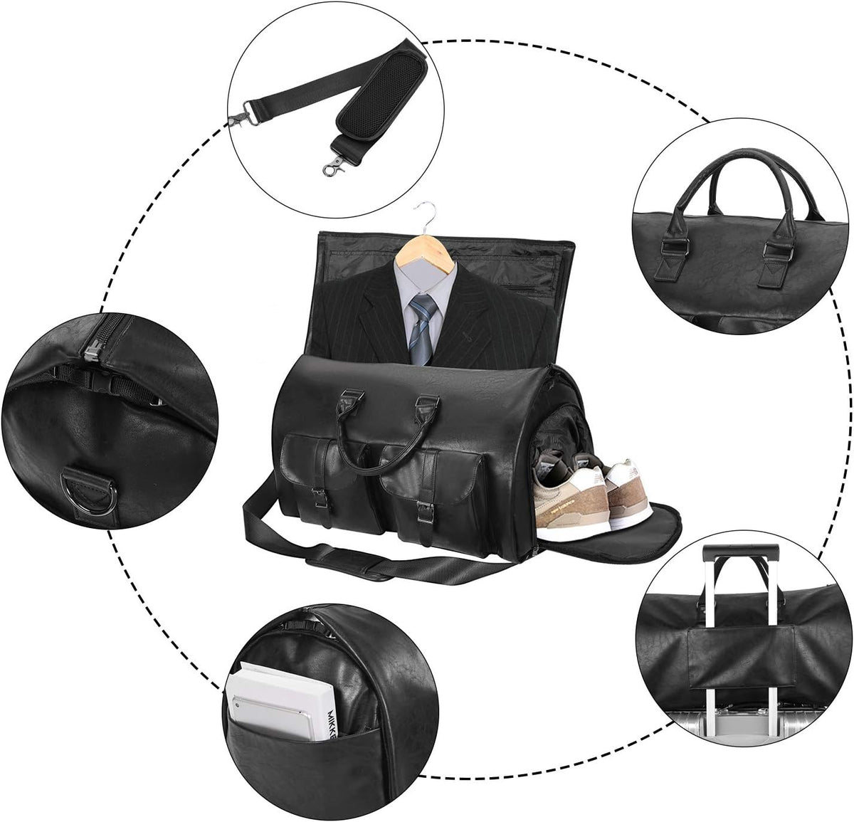 Convertible Travel Garment Bag,Carry on Garment Duffel Bag for Men Women - 2 in 1 Hanging Suitcase Suit Business Travel Bag