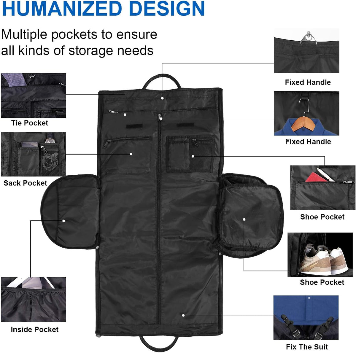 Convertible Travel Garment Bag,Carry on Garment Duffel Bag for Men Women - 2 in 1 Hanging Suitcase Suit Business Travel Bag