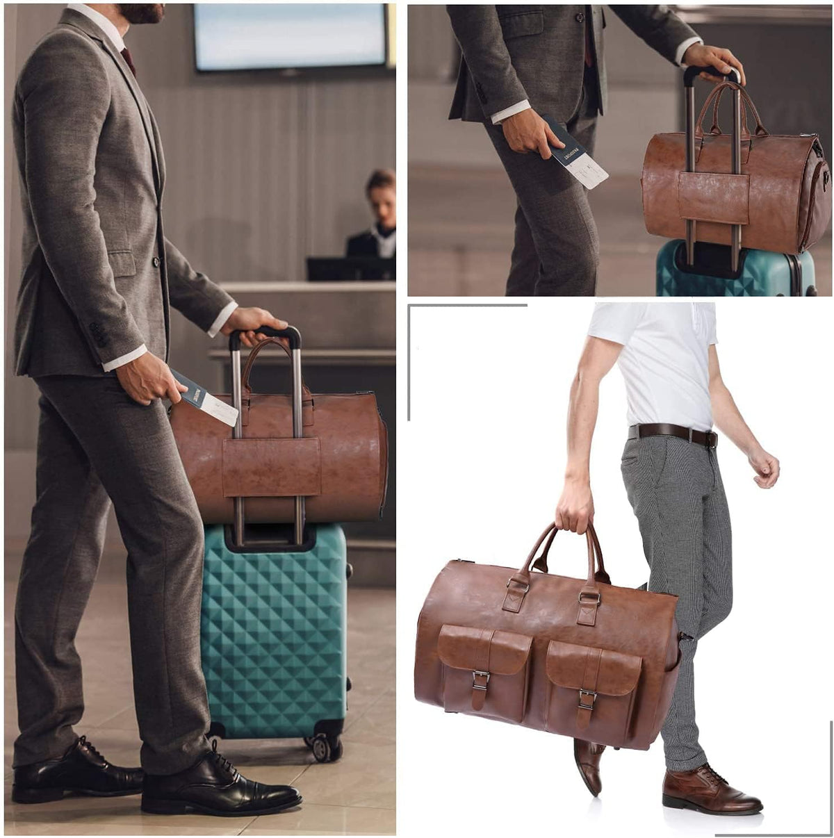 Convertible Travel Garment Bag,Carry on Garment Duffel Bag for Men Women - 2 in 1 Hanging Suitcase Suit Business Travel Bag