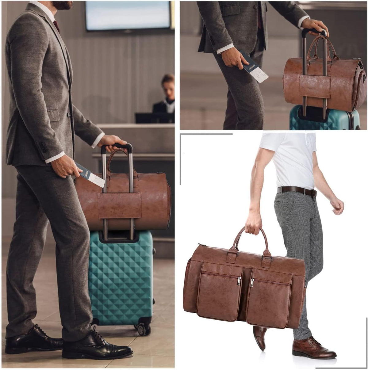 Convertible Travel Garment Bag,Carry on Garment Duffel Bag for Men Women - 2 in 1 Hanging Suitcase Suit Business Travel Bag