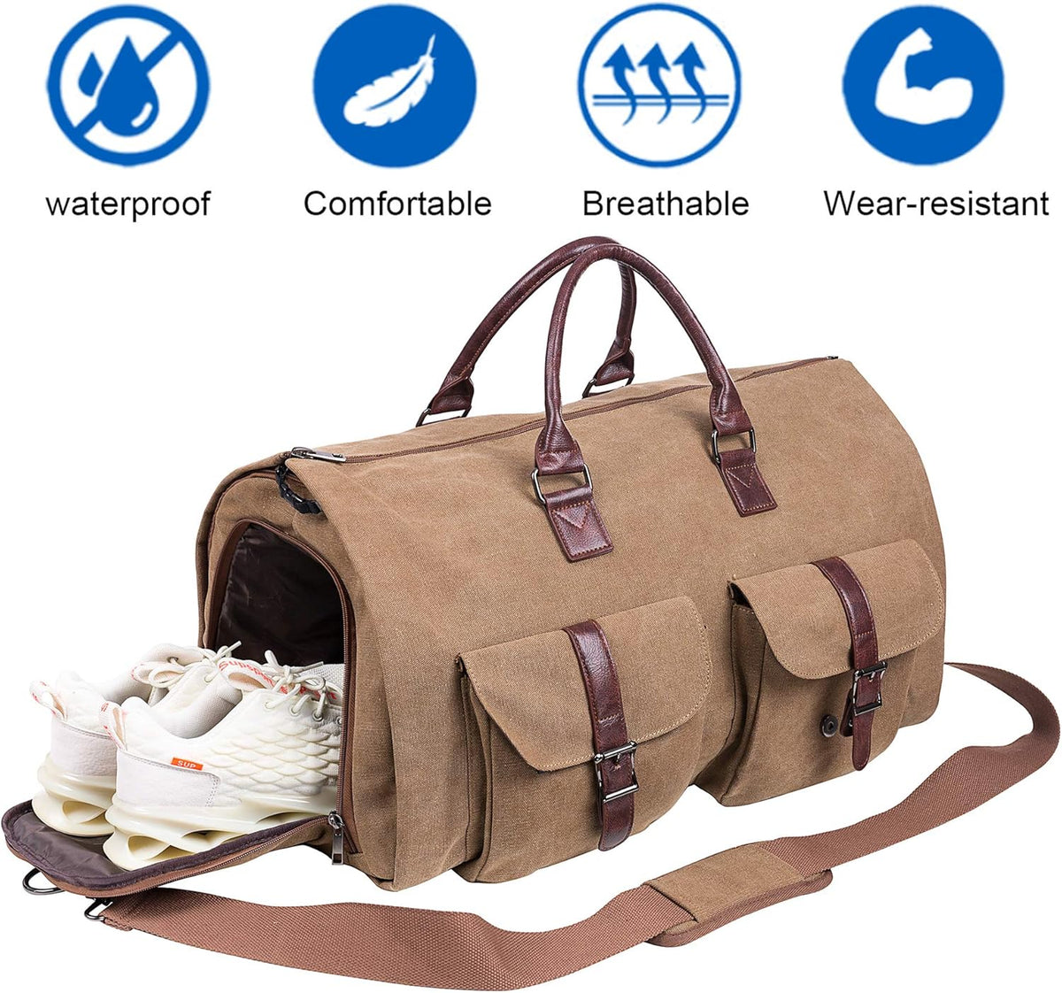 Convertible Travel Garment Bag,Carry on Garment Duffel Bag for Men Women - 2 in 1 Hanging Suitcase Suit Business Travel Bag