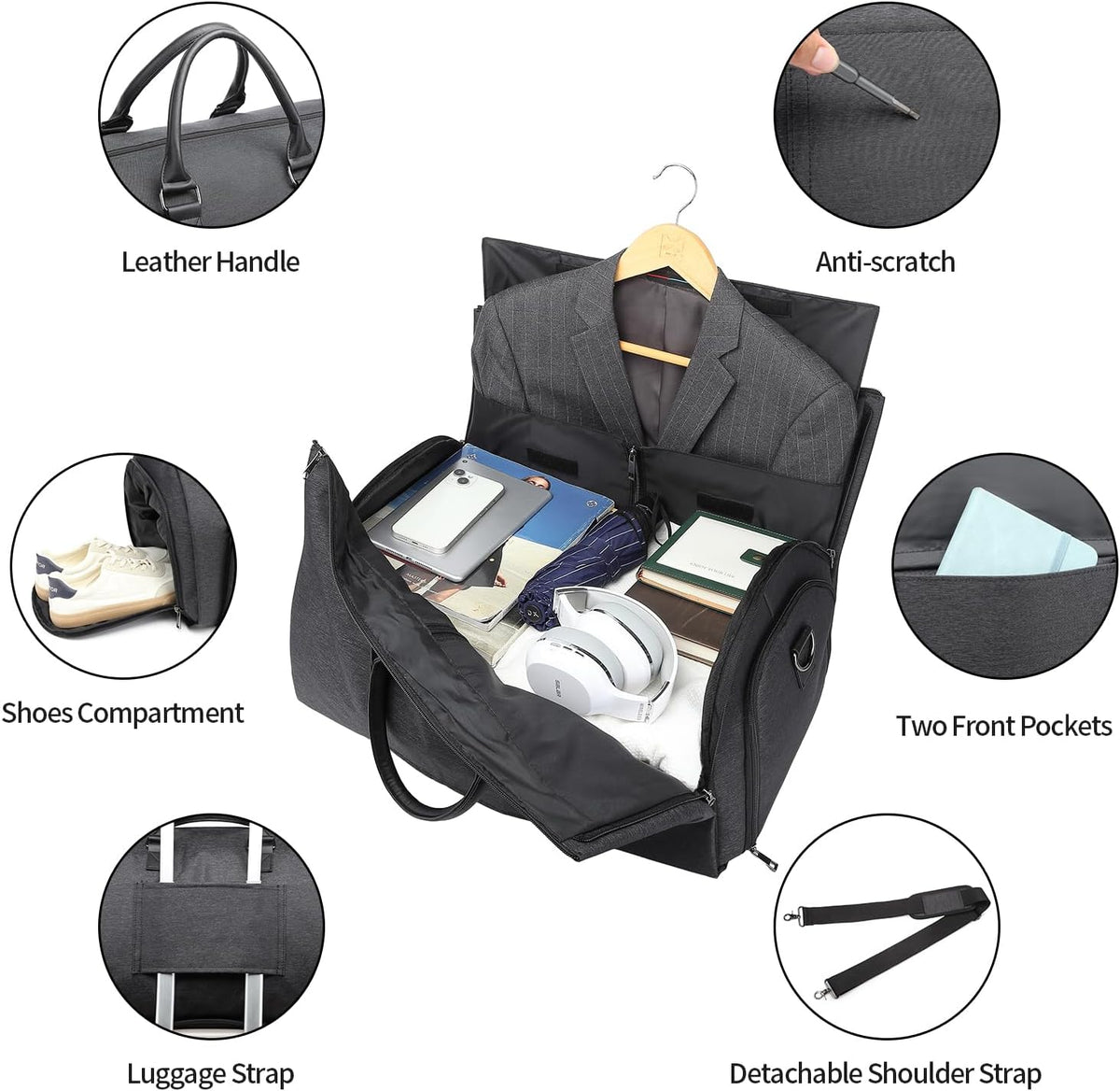 Convertible Travel Garment Bag,Carry on Garment Duffel Bag for Men Women - 2 in 1 Hanging Suitcase Suit Business Travel Bag