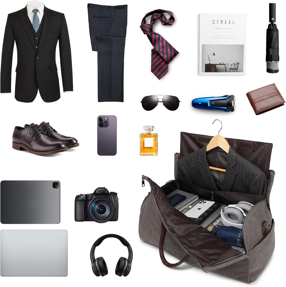 Convertible Travel Garment Bag,Carry on Garment Duffel Bag for Men Women - 2 in 1 Hanging Suitcase Suit Business Travel Bag
