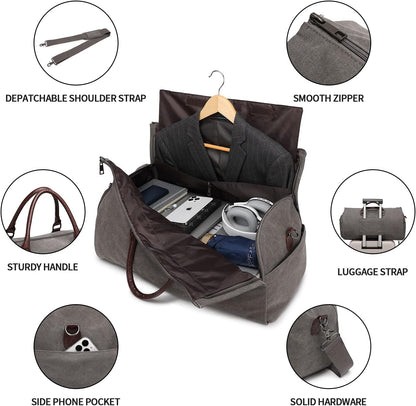 Convertible Travel Garment Bag,Carry on Garment Duffel Bag for Men Women - 2 in 1 Hanging Suitcase Suit Business Travel Bag