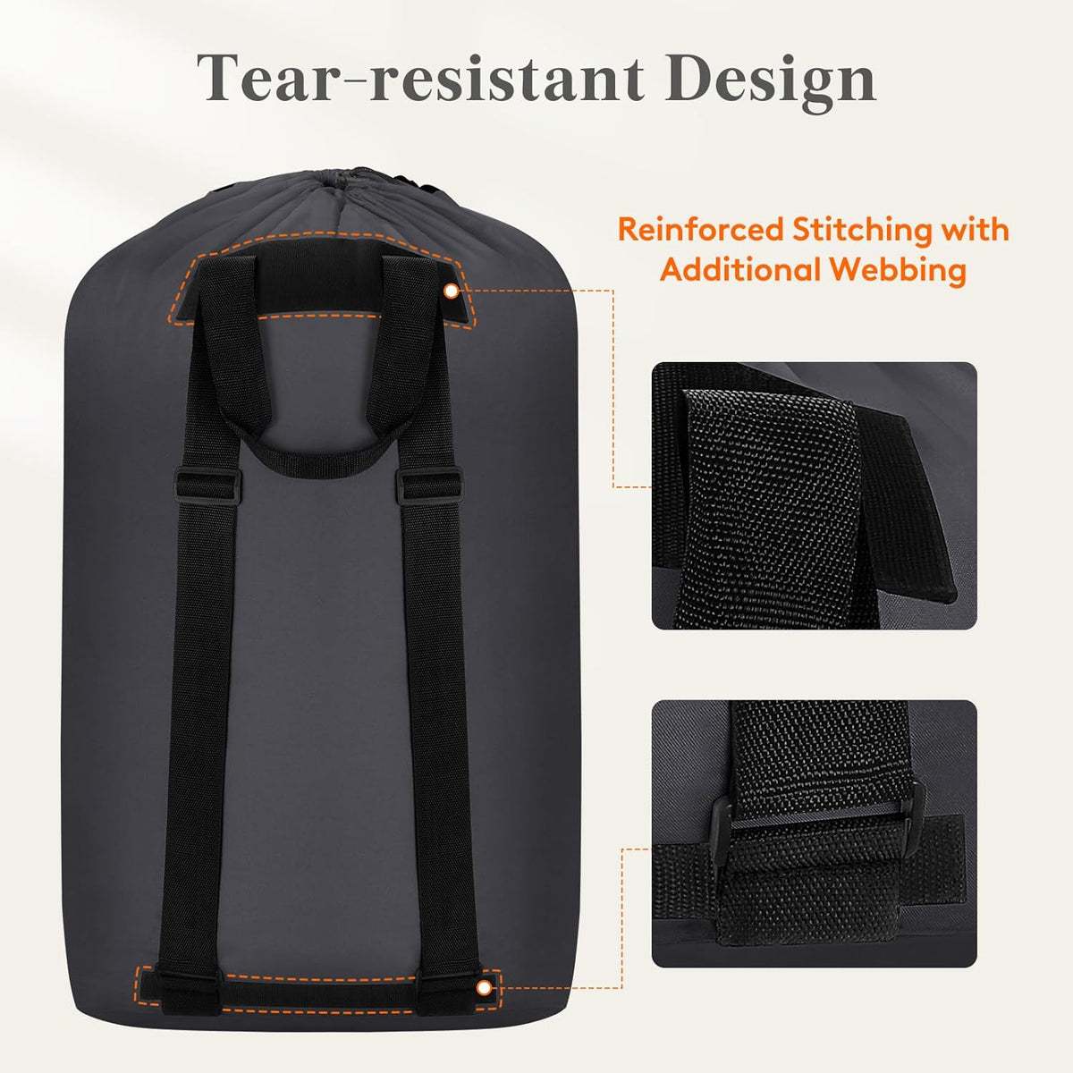 Laundry Bag, Extra Large Laundry Backpack with Shoulder Straps and Mesh Pocket for Laundromat, Heavy Duty Laundry Bag Backpack for Dirty Clothes for College Dorm/Travel/Apartment, 90L, Black