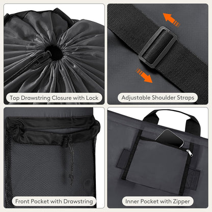 Laundry Bag, Extra Large Laundry Backpack with Shoulder Straps and Mesh Pocket for Laundromat, Heavy Duty Laundry Bag Backpack for Dirty Clothes for College Dorm/Travel/Apartment, 90L, Black