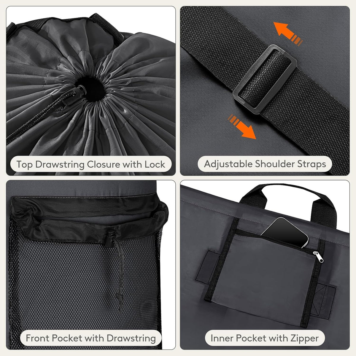 Laundry Bag, Extra Large Laundry Backpack with Shoulder Straps and Mesh Pocket for Laundromat, Heavy Duty Laundry Bag Backpack for Dirty Clothes for College Dorm/Travel/Apartment, 90L, Black