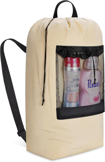 Laundry Bag, Extra Large Laundry Backpack with Shoulder Straps and Mesh Pocket for Laundromat, Heavy Duty Laundry Bag Backpack for Dirty Clothes for College Dorm/Travel/Apartment, 90L, Black