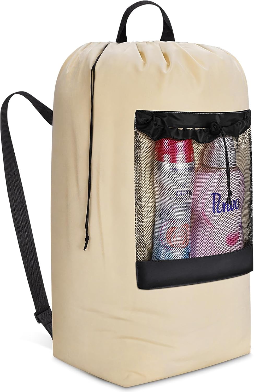 Laundry Bag, Extra Large Laundry Backpack with Shoulder Straps and Mesh Pocket for Laundromat, Heavy Duty Laundry Bag Backpack for Dirty Clothes for College Dorm/Travel/Apartment, 90L, Black