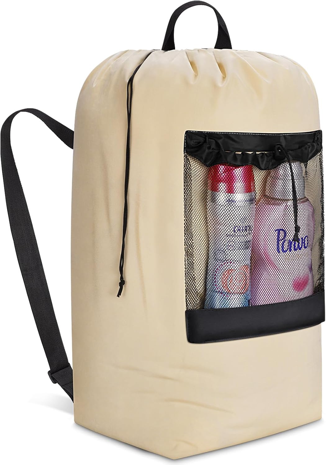 Laundry Bag, Extra Large Laundry Backpack with Shoulder Straps and Mesh Pocket for Laundromat, Heavy Duty Laundry Bag Backpack for Dirty Clothes for College Dorm/Travel/Apartment, 90L, Black