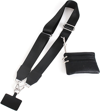 Clip and Go Strap for Phone with Wallet Crossbody,Phone Strap with Zippered Pouch,Phone Strap Crossbody Travel Bag
