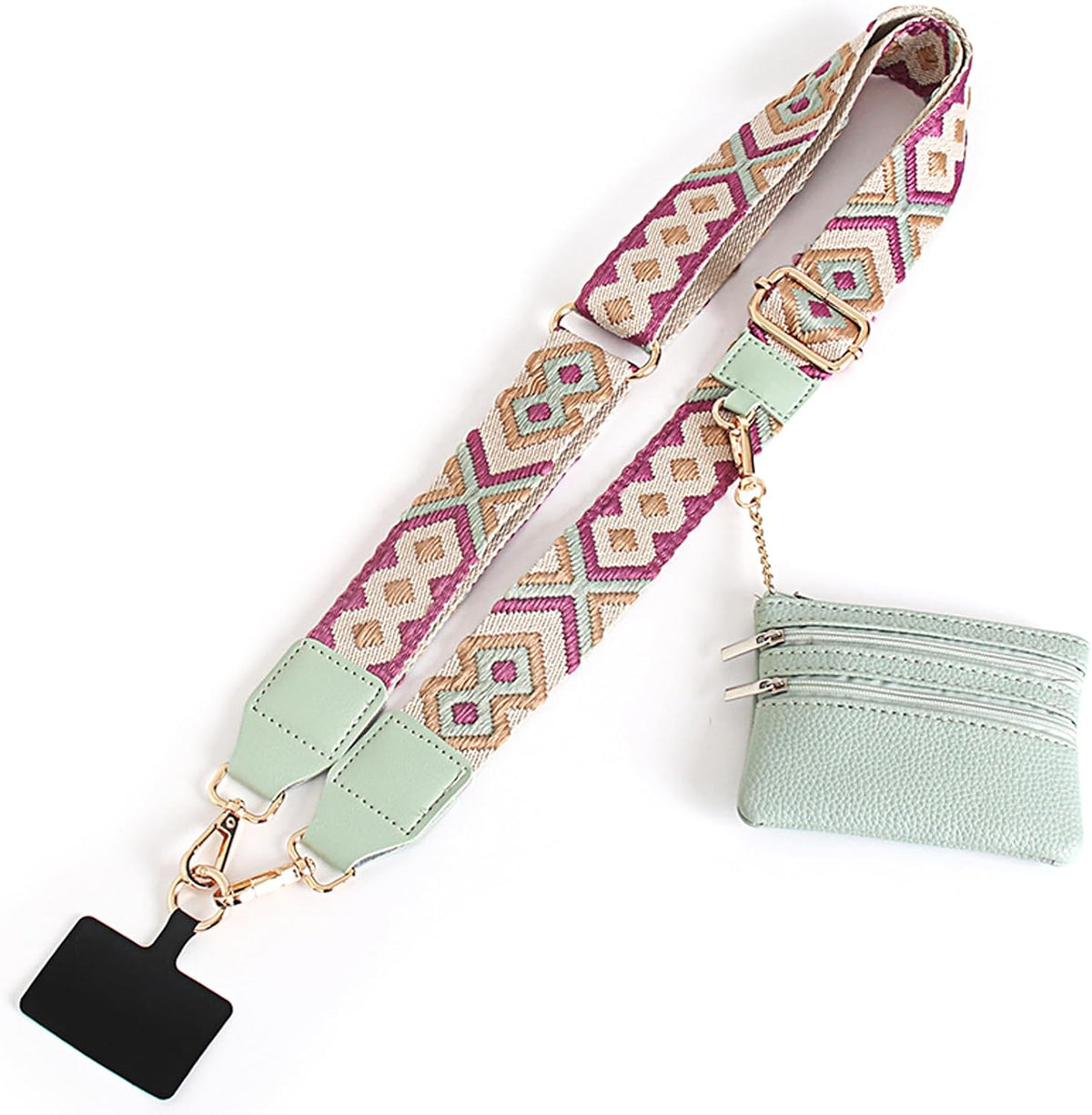 Clip and Go Strap for Phone with Wallet Crossbody,Phone Strap with Zippered Pouch,Phone Strap Crossbody Travel Bag