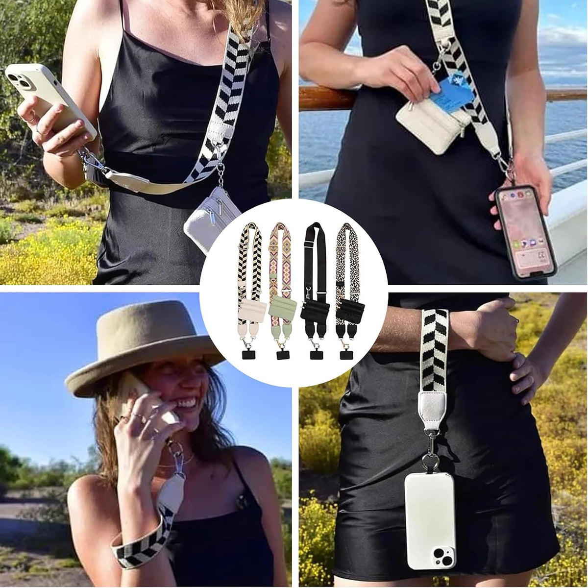 Clip and Go Strap for Phone with Wallet Crossbody,Phone Strap with Zippered Pouch,Phone Strap Crossbody Travel Bag