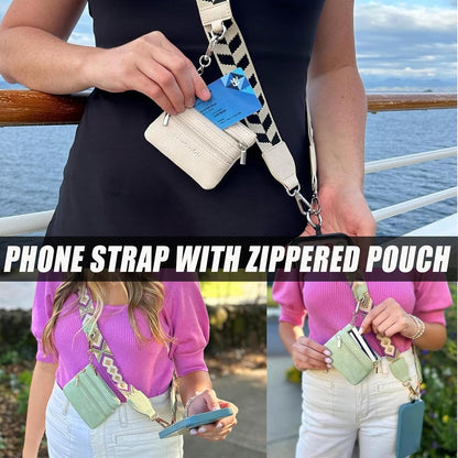 Clip and Go Strap for Phone with Wallet Crossbody,Phone Strap with Zippered Pouch,Phone Strap Crossbody Travel Bag