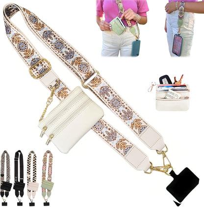 Clip and Go Strap for Phone with Wallet Crossbody,Phone Strap with Zippered Pouch,Phone Strap Crossbody Travel Bag