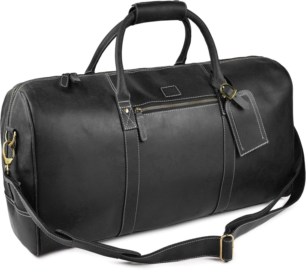 Leather Duffle Bag for Men Women 20 Inch 25L Vintage Brown | Water Resistant Full Grain Leather Duffel Bag, Stylish Travel Weekender Carry-On Sports Gym Overnight Luggage, Toiletry
