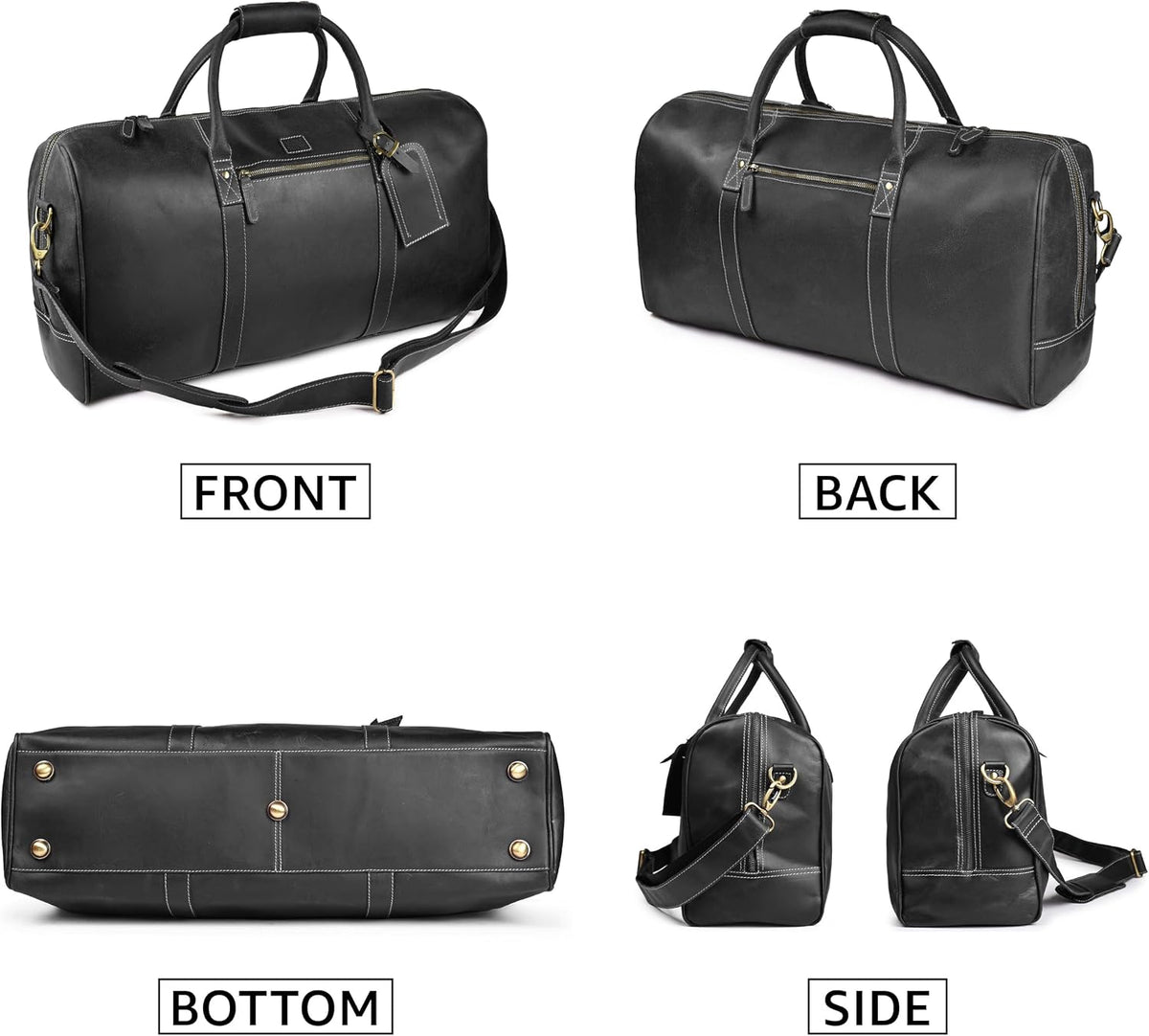 Leather Duffle Bag for Men Women 20 Inch 25L Vintage Brown | Water Resistant Full Grain Leather Duffel Bag, Stylish Travel Weekender Carry-On Sports Gym Overnight Luggage, Toiletry