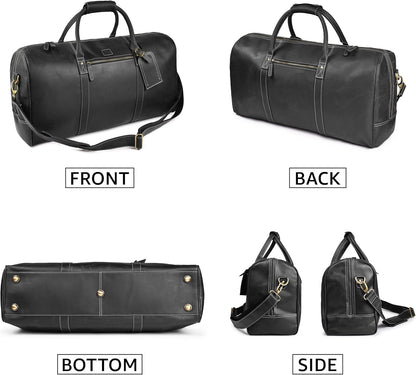 Leather Duffle Bag for Men Women 20 Inch 25L Vintage Brown | Water Resistant Full Grain Leather Duffel Bag, Stylish Travel Weekender Carry-On Sports Gym Overnight Luggage, Toiletry