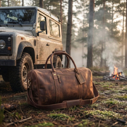 Leather Duffle Bag for Men Women 20 Inch 25L Vintage Brown | Water Resistant Full Grain Leather Duffel Bag, Stylish Travel Weekender Carry-On Sports Gym Overnight Luggage, Toiletry