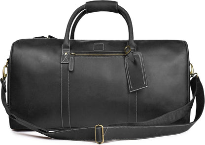 Leather Duffle Bag for Men Women 20 Inch 25L Vintage Brown | Water Resistant Full Grain Leather Duffel Bag, Stylish Travel Weekender Carry-On Sports Gym Overnight Luggage, Toiletry
