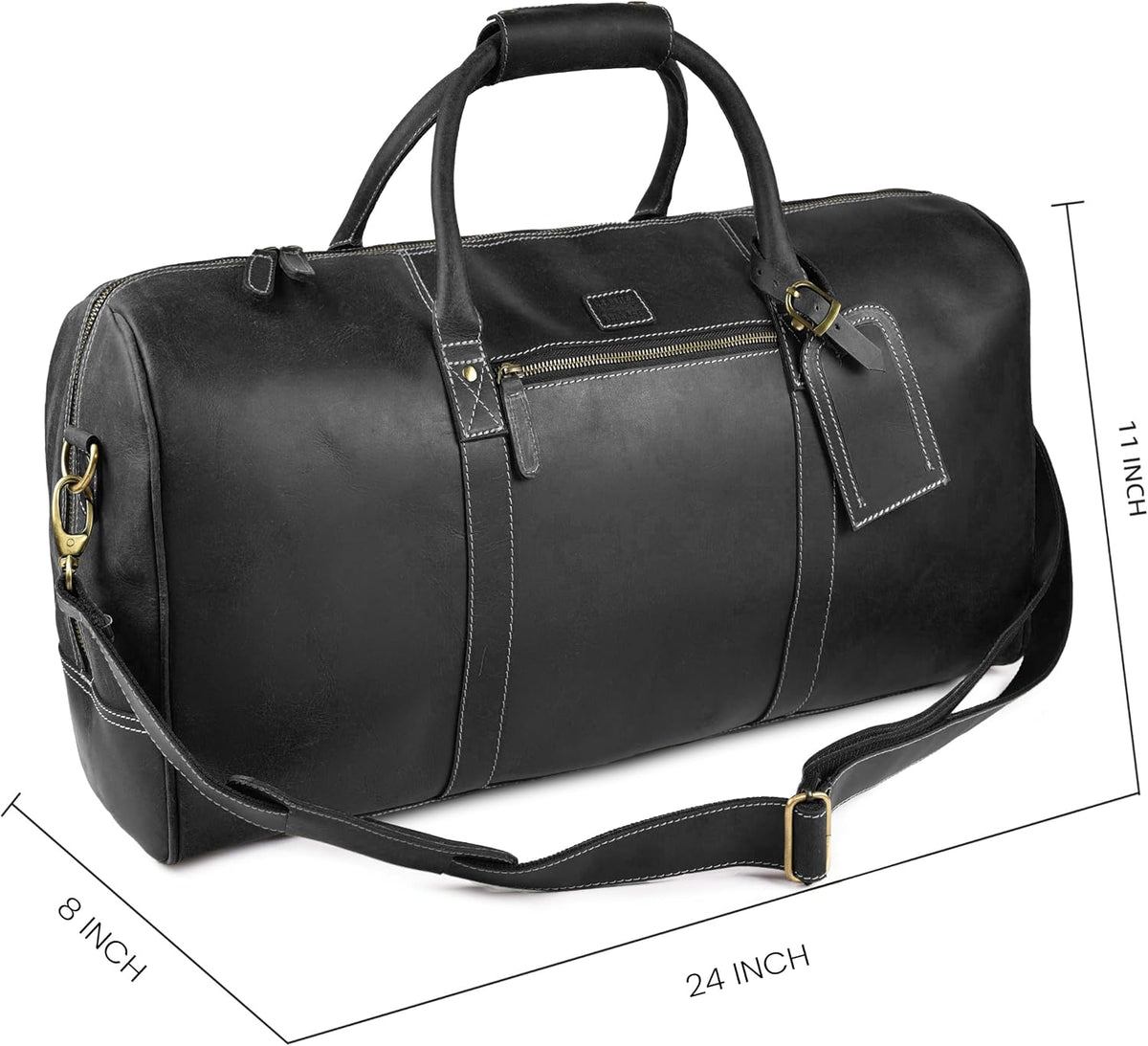 Leather Duffle Bag for Men Women 20 Inch 25L Vintage Brown | Water Resistant Full Grain Leather Duffel Bag, Stylish Travel Weekender Carry-On Sports Gym Overnight Luggage, Toiletry