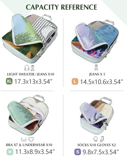 Compression Packing Cubes, 6pcs Expandable Storage Travel Luggage Bags Organizers with Shoe Bag Laundry Bag, Travel Cubes for Suitcase Carry On (Flowers)