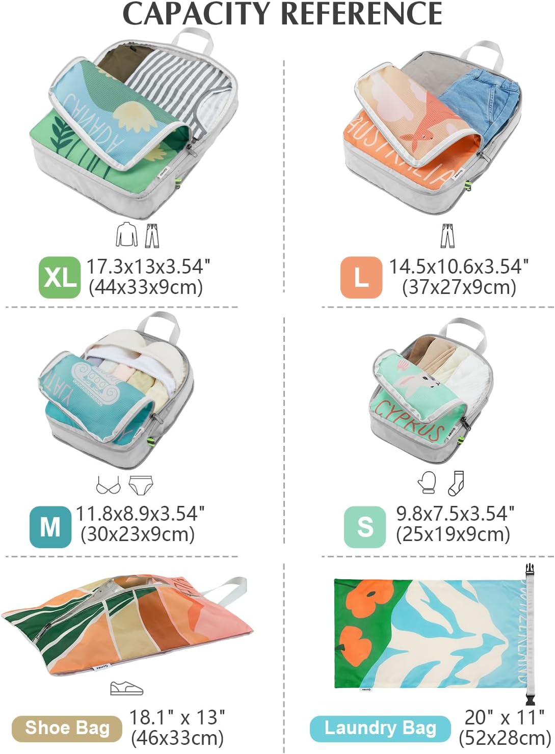Compression Packing Cubes, 6pcs Expandable Storage Travel Luggage Bags Organizers with Shoe Bag Laundry Bag, Travel Cubes for Suitcase Carry On (Flowers)