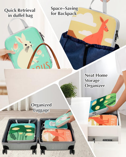 Compression Packing Cubes, 6pcs Expandable Storage Travel Luggage Bags Organizers with Shoe Bag Laundry Bag, Travel Cubes for Suitcase Carry On (Flowers)
