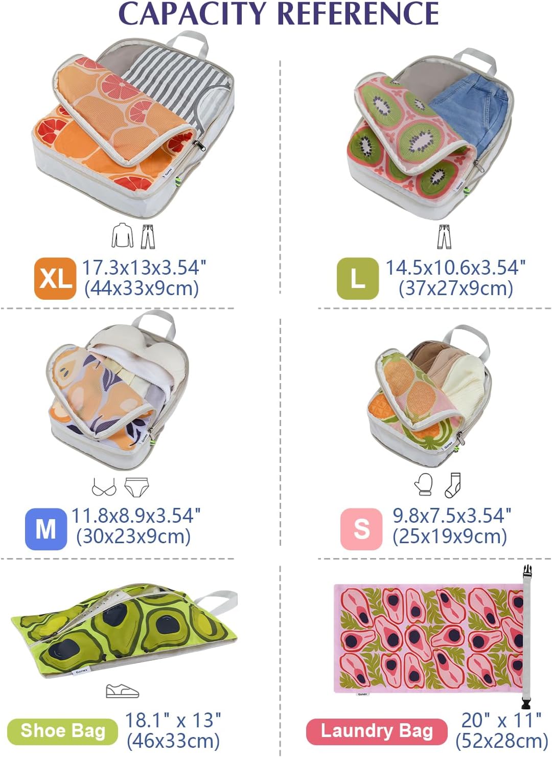 Compression Packing Cubes, 6pcs Expandable Storage Travel Luggage Bags Organizers with Shoe Bag Laundry Bag, Travel Cubes for Suitcase Carry On (Flowers)