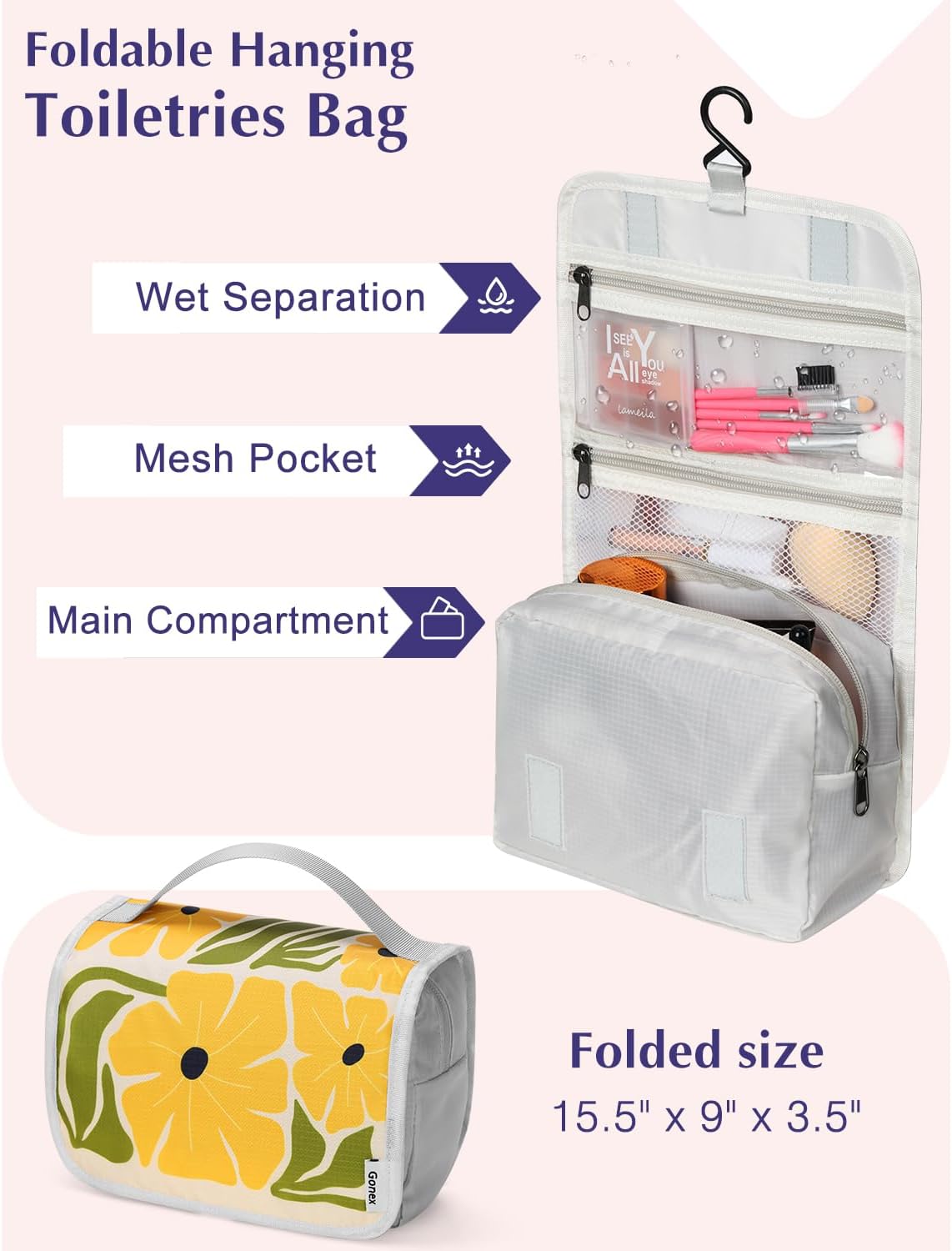 Compression Packing Cubes, 6pcs Expandable Storage Travel Luggage Bags Organizers with Shoe Bag Laundry Bag, Travel Cubes for Suitcase Carry On (Flowers)