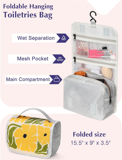 Compression Packing Cubes, 6pcs Expandable Storage Travel Luggage Bags Organizers with Shoe Bag Laundry Bag, Travel Cubes for Suitcase Carry On (Flowers)
