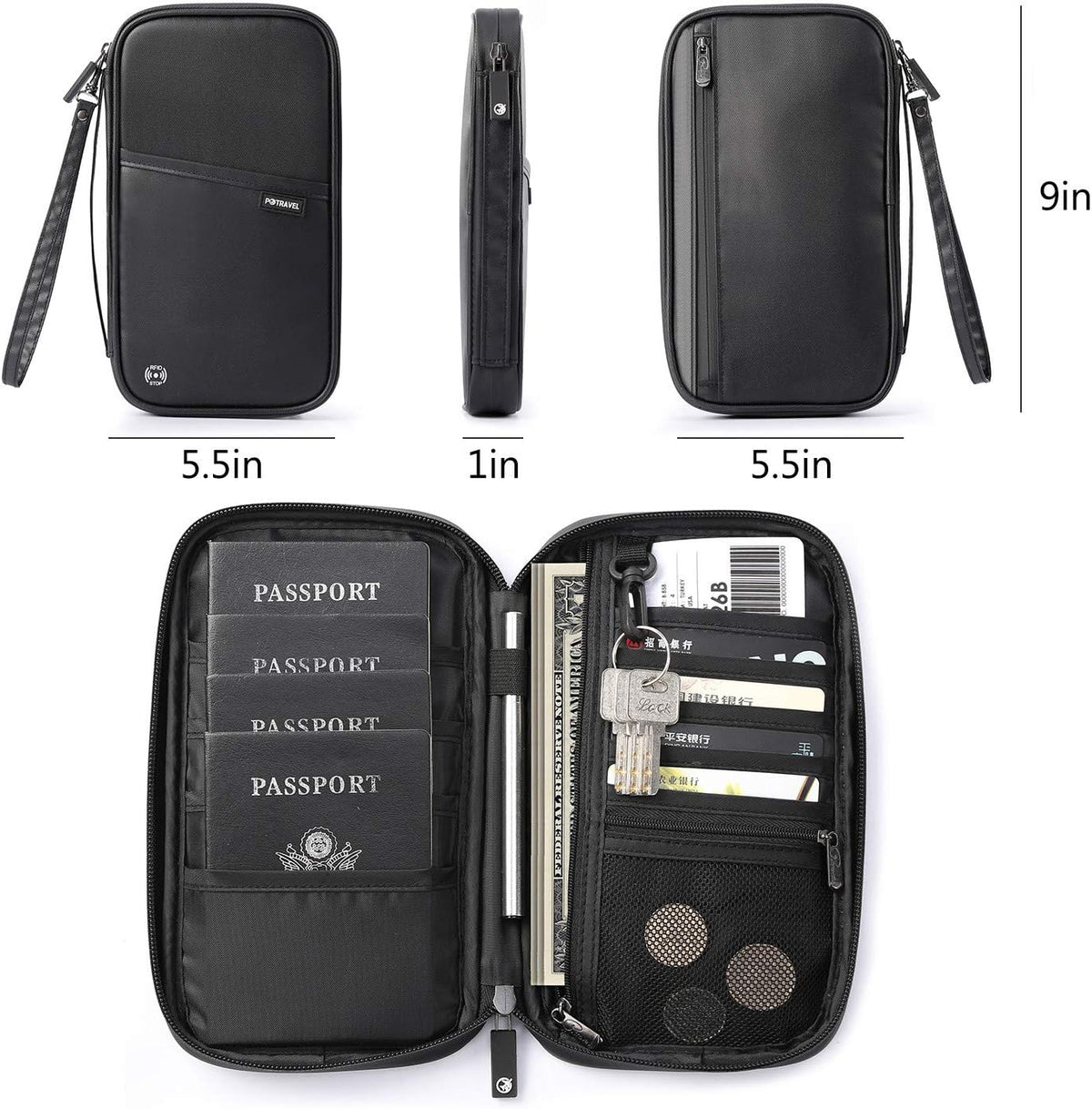 RFID Travel Passport Wallet, Family Passport Holder, Trip Document Organizer P.Travel Series