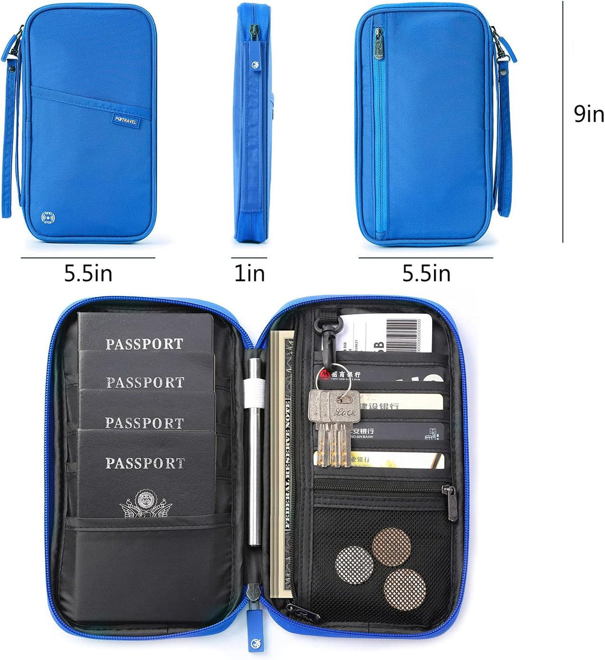 RFID Travel Passport Wallet, Family Passport Holder, Trip Document Organizer P.Travel Series