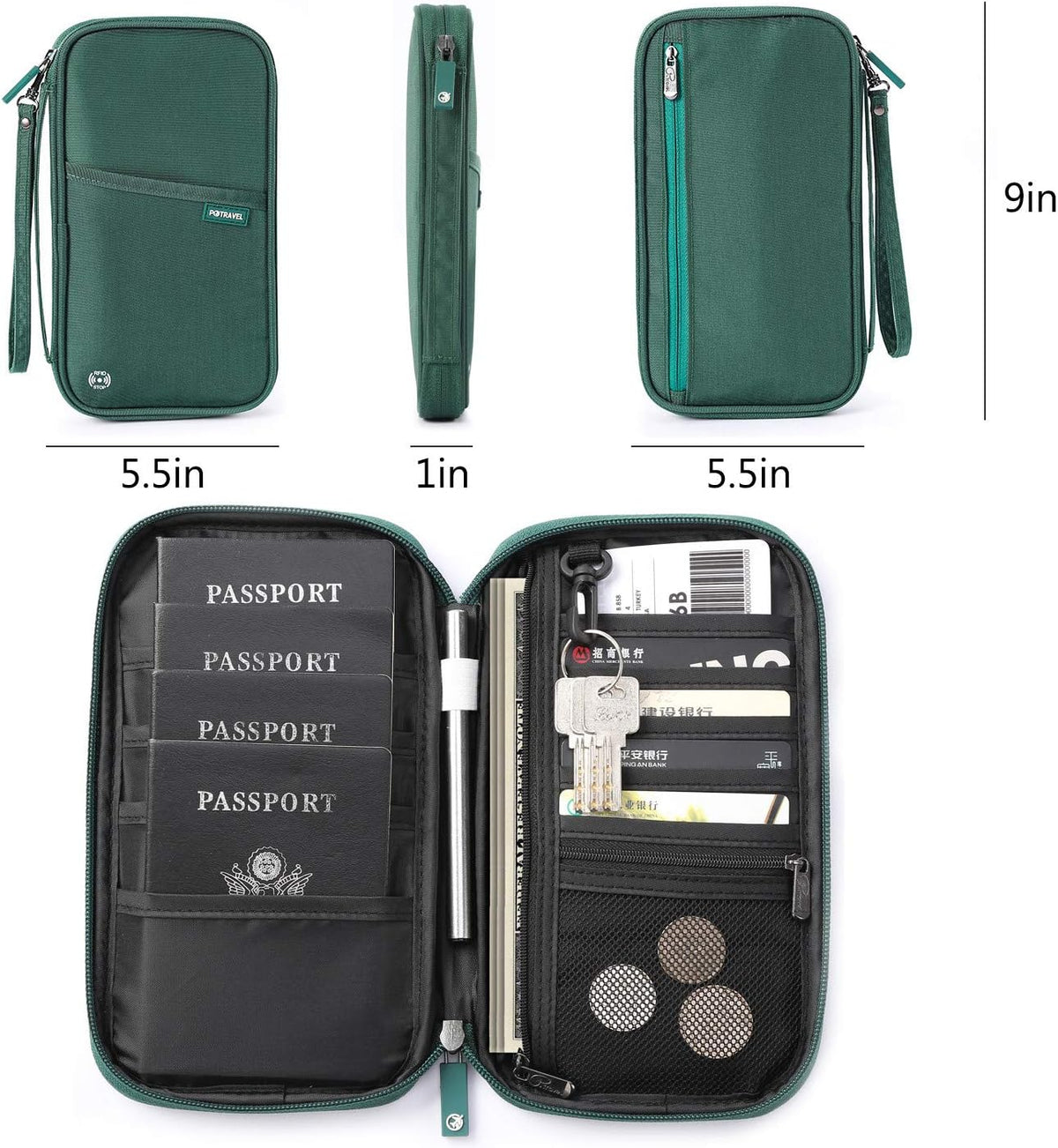RFID Travel Passport Wallet, Family Passport Holder, Trip Document Organizer P.Travel Series