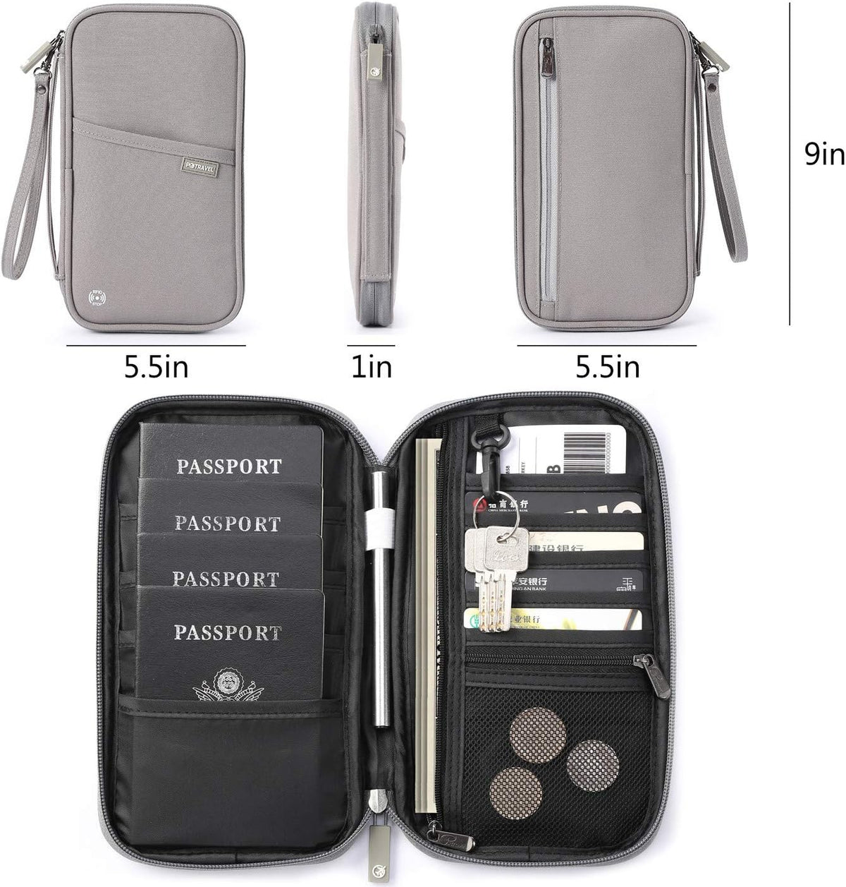RFID Travel Passport Wallet, Family Passport Holder, Trip Document Organizer P.Travel Series