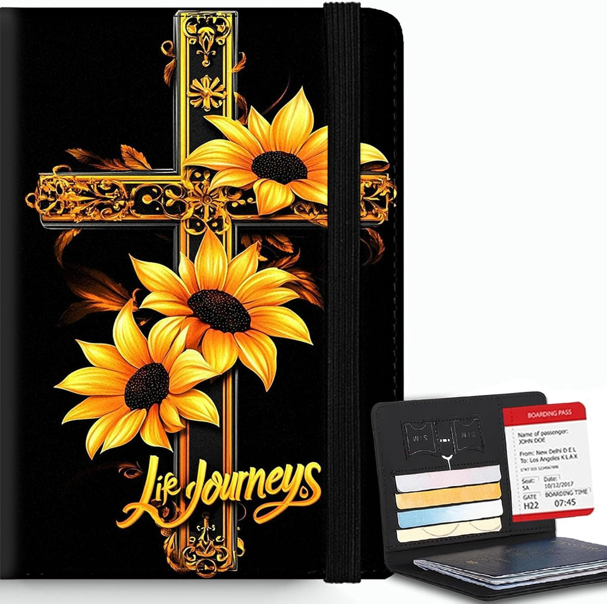 Passport Cover,RFID Blocking,Large Capacity Multi-Slot Travel Passport Wallet for Men & Women - Dark Raven - Colors C