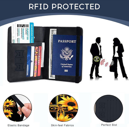 Passport Cover,RFID Blocking,Large Capacity Multi-Slot Travel Passport Wallet for Men & Women - Dark Raven - Colors C