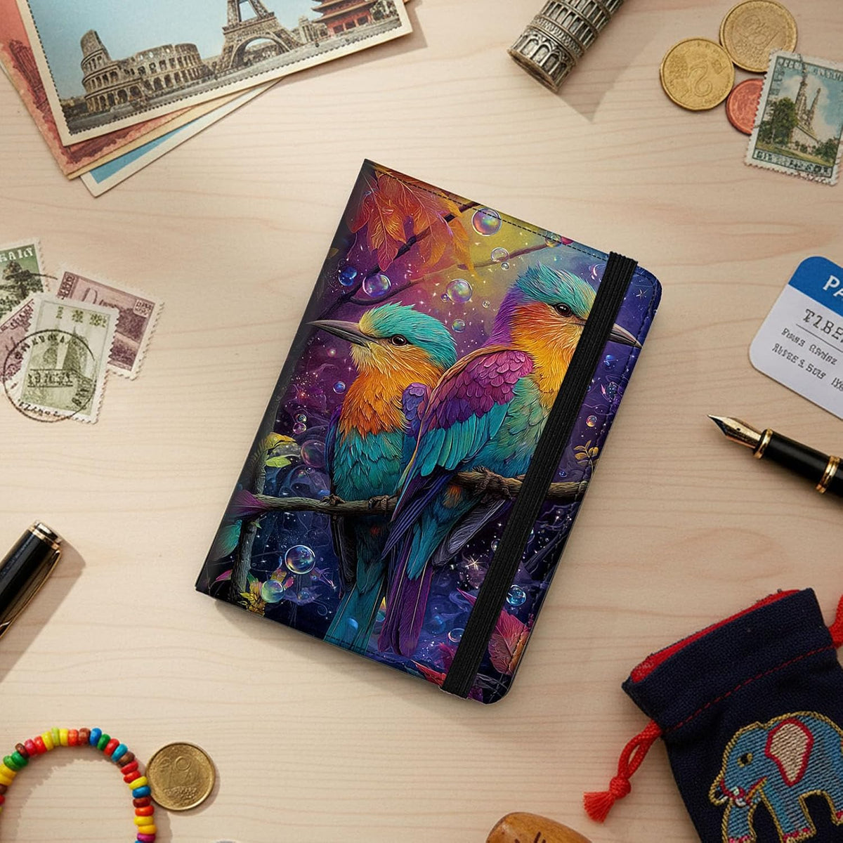 Passport Cover,RFID Blocking,Large Capacity Multi-Slot Travel Passport Wallet for Men & Women - Dark Raven - Colors C